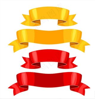 四款彩色立体丝带横幅标签图片