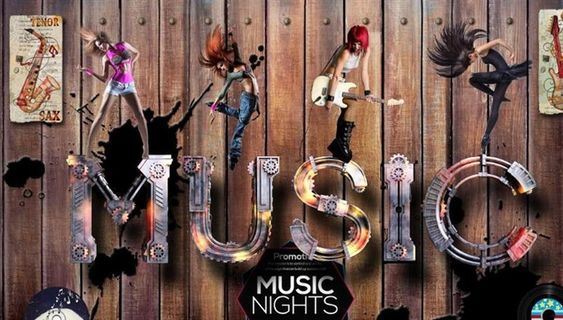 复古怀旧MUSIC酒吧背景墙图片