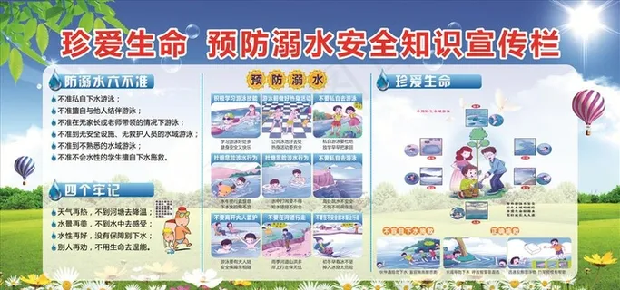 校园安全展板  防溺水图片