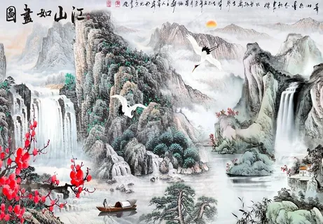 江山如画背景墙图片 江山如画背景墙图片
