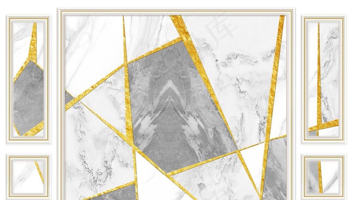 边框造型几何大理石纹背景墙图片