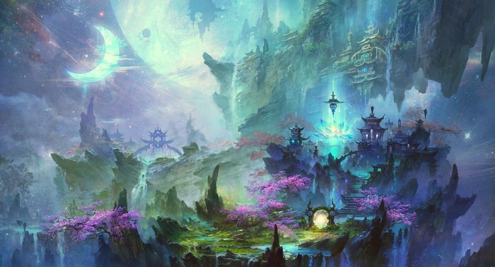 大气仙侠魔幻场景插画图片(3500X2000(DPI:150))psd模版下载