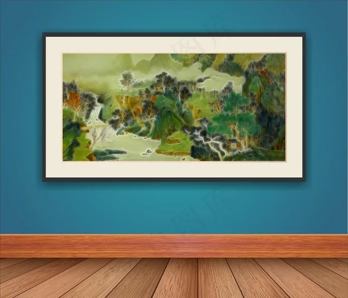 抽象山水画框挂画图片cdr矢量模版下载