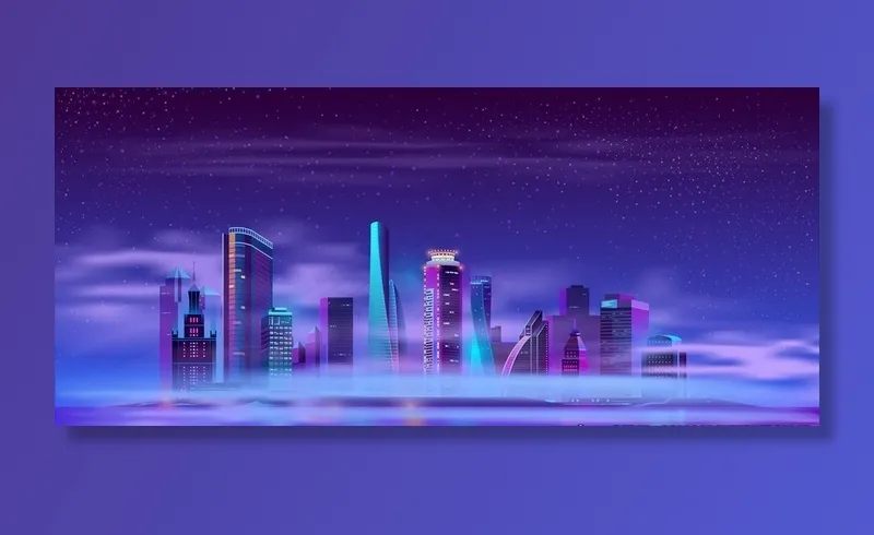 霓虹城市图片ai矢量模版下载