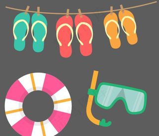 拖鞋 泳镜 救生圈图片