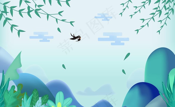 春天素材背景图片ai矢量模版下载