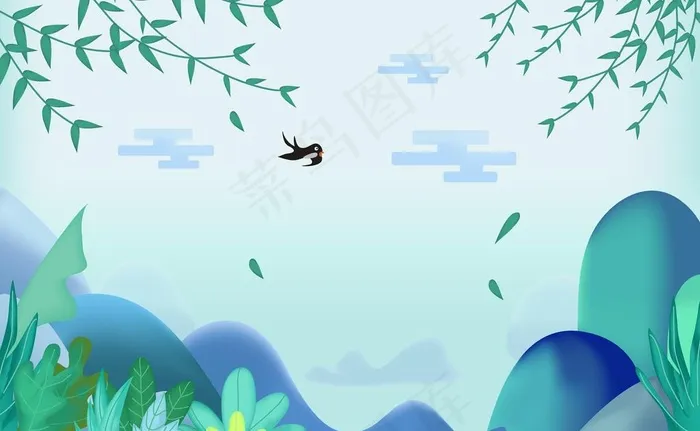 春天素材背景图片ai矢量模版下载