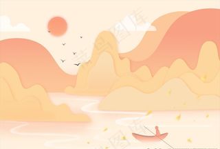 山水风景暖色调图片