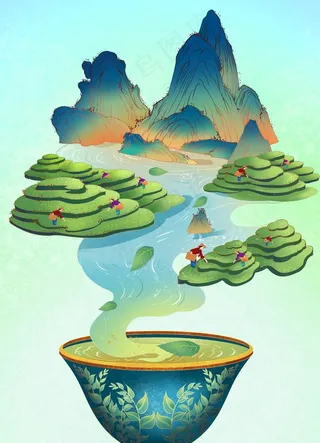 茶插画图片