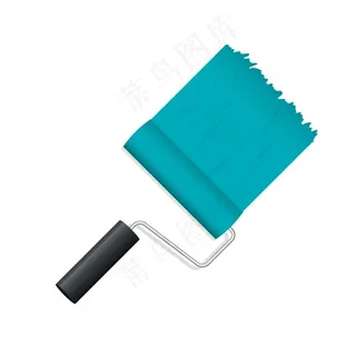 蓝色涂料滚筒刷矢量素材图片