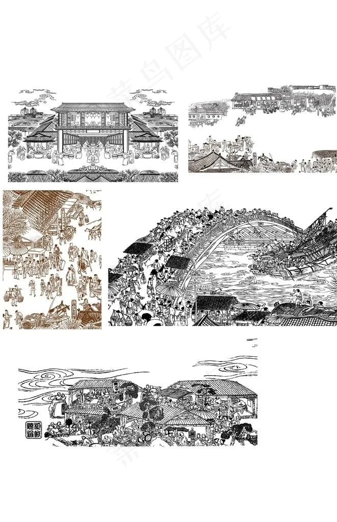 古代集市图 矢量图 集市矢量图图片ai矢量模版下载