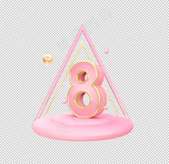 数字8粉色立体模型海报素材图片