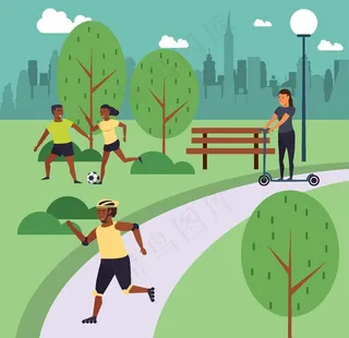 运动主题扁平化插画图片