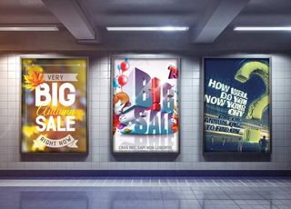 地铁海报展板贴图样机图片