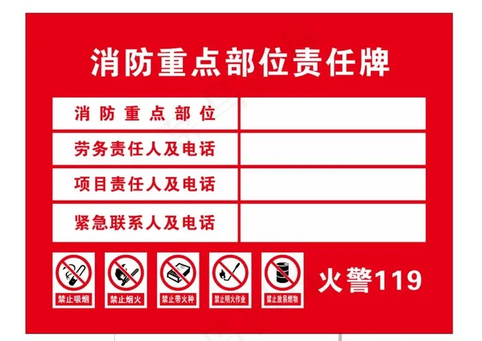 消防重点责任牌图片cdr矢量模版下载
