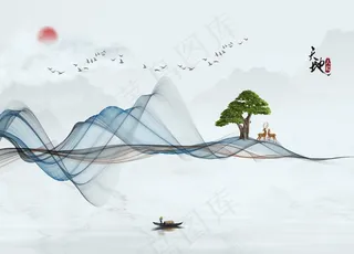 新中式山水画图片