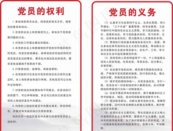 党员的权利义务图片cdr矢量模版下载