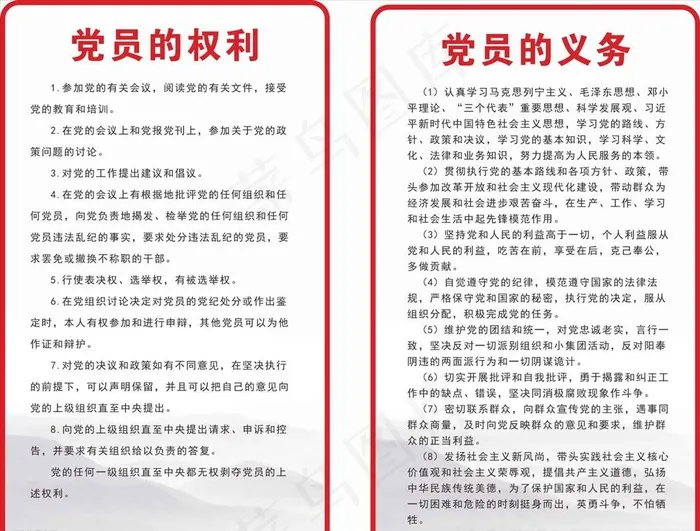 党员的权利义务图片cdr矢量模版下载