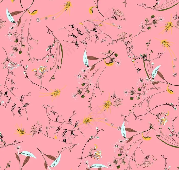 小碎花 大牌 数码 印花 花卉图片