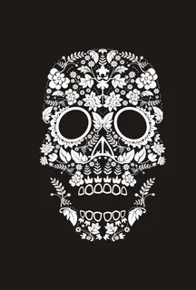 植物花朵花卉骷髅头矢量图图片