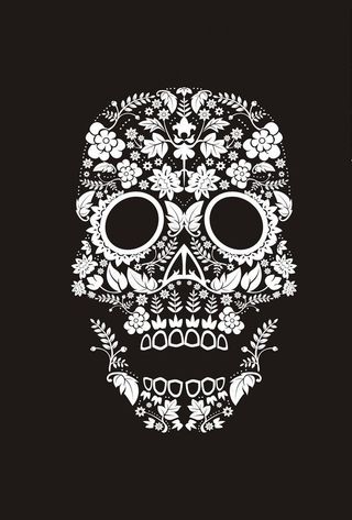 植物花朵花卉骷髅头矢量图图片