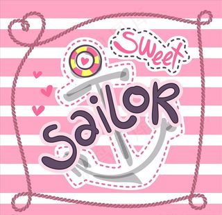 条纹船锚救生圈矢量图下载图片