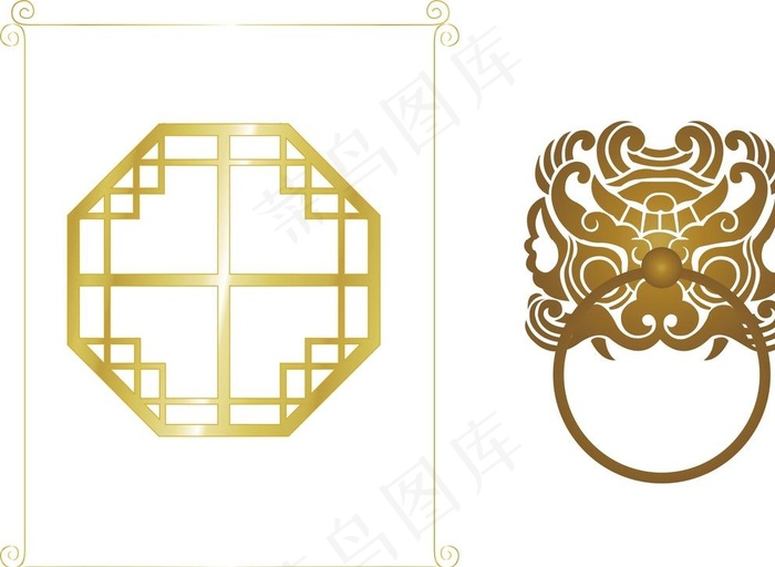 古典窗棂 门环图片cdr矢量模版下载