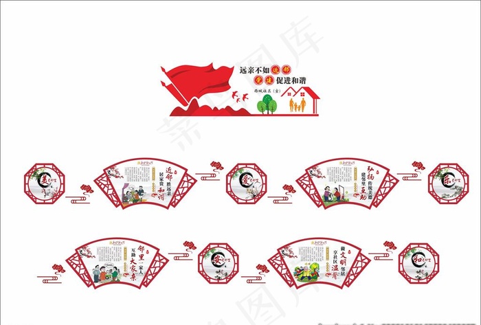 社区文化墙图片cdr矢量模版下载