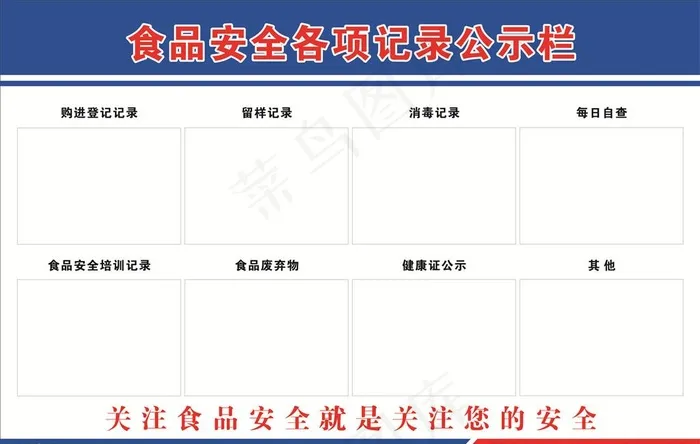食品安全各项记录公示栏图片cdr矢量模版下载