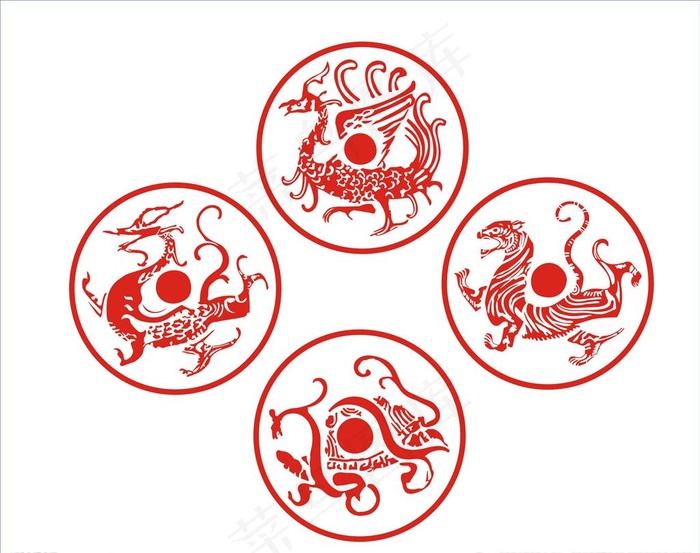 四大神兽图片cdr矢量模版下载