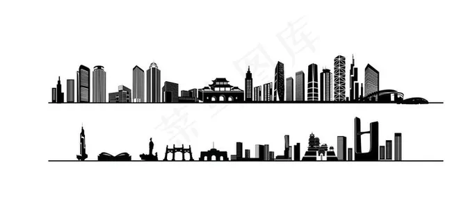 南京城市建筑矢量素材图片