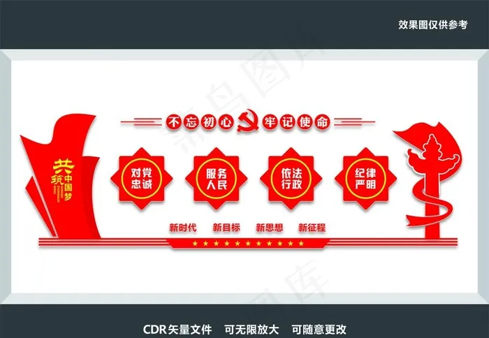 党建文化墙图片cdr矢量模版下载