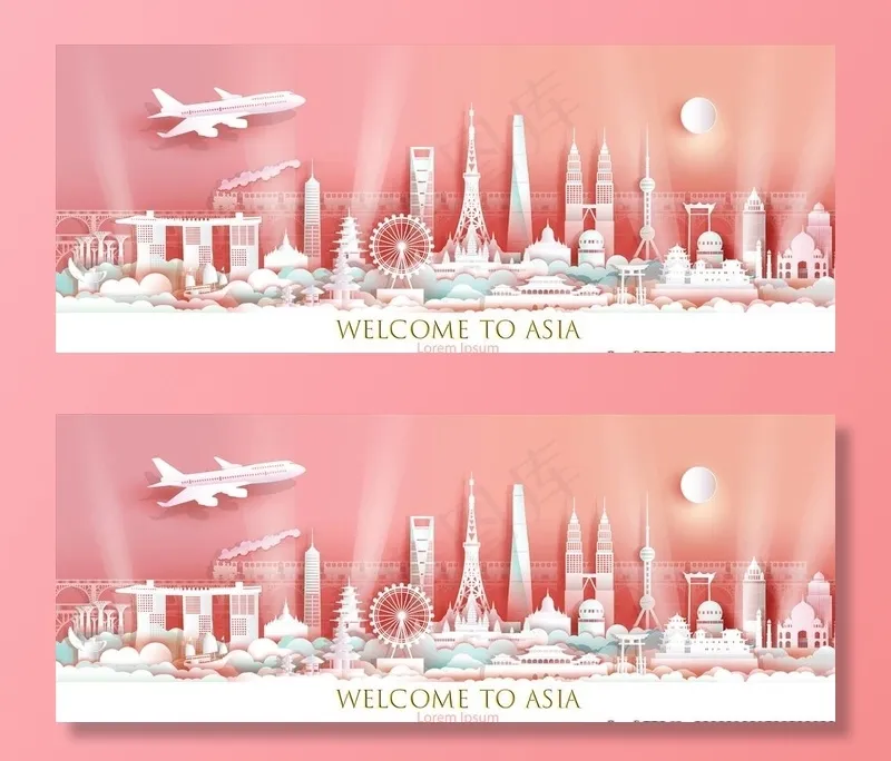 城市旅游图片ai矢量模版下载