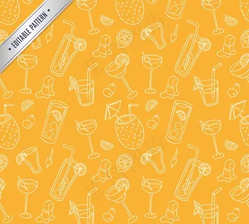 手绘夏日饮品无缝背景矢量图图片
