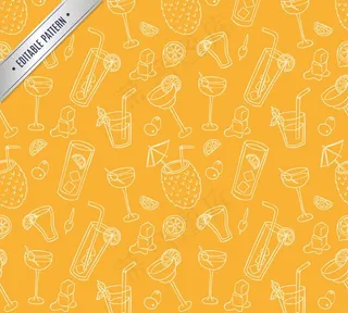 手绘夏日饮品无缝背景矢量图图片