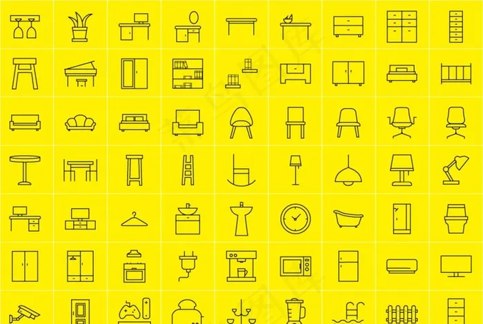 简约图标 icon 家具图片ai矢量模版下载