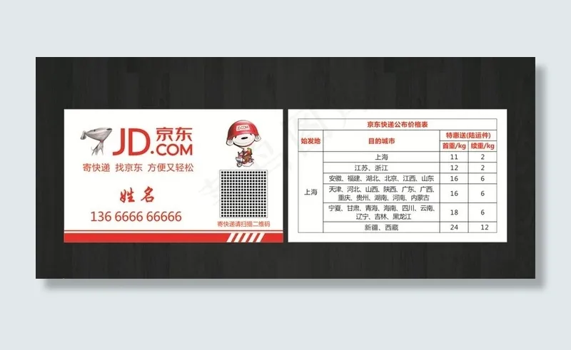 京东快递名片图片cdr矢量模版下载