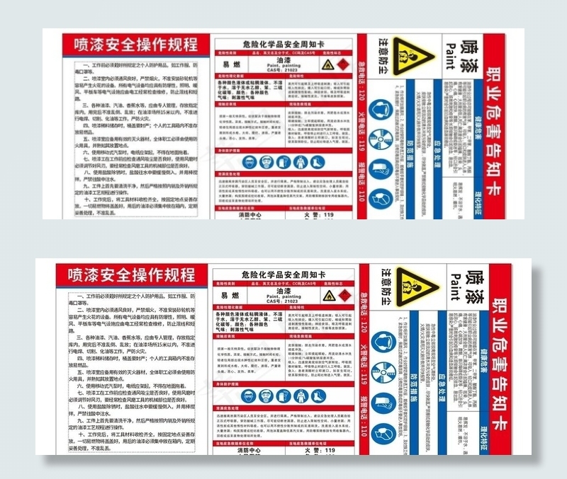 喷漆安全操作规程职业病周知卡图片