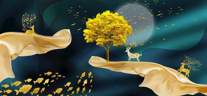 麋鹿玄关画图片