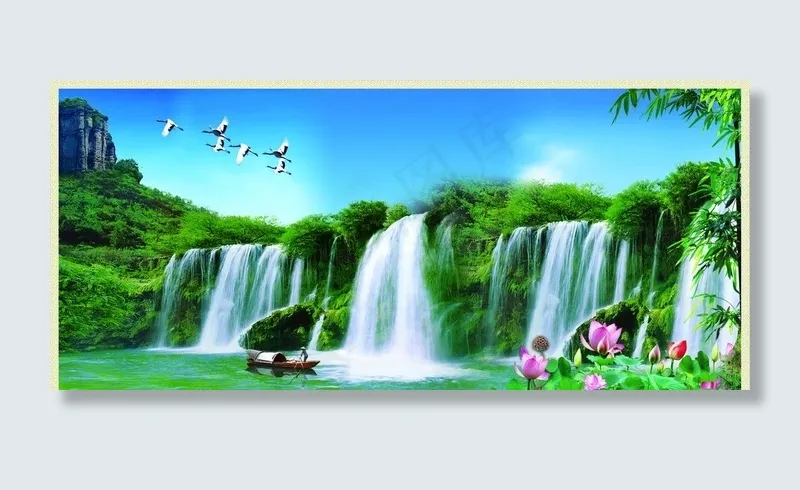 山水画图片(8898X4213(DPI:100))psd模版下载