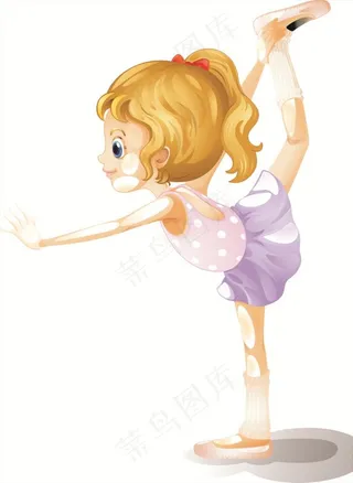 卡通跳舞的小女孩矢量图图片