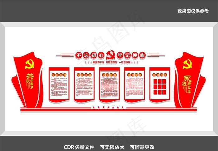 党建室文化墙图片cdr矢量模版下载