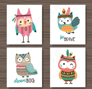 呆萌小清新动物插画图片