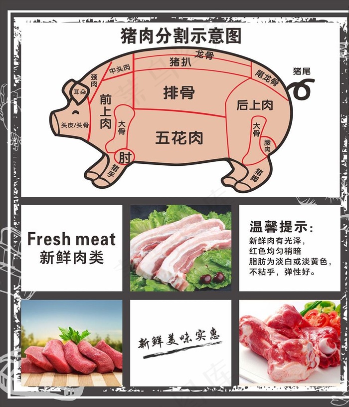 猪肉分割图图片cdr矢量模版下载