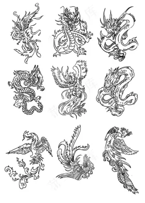 龙凤线稿图片