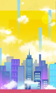 彩色城市建筑背景图片