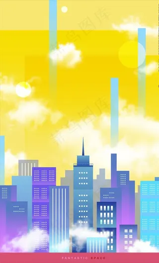 彩色城市建筑背景图片