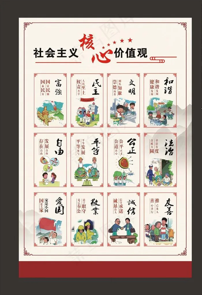 核心价值观图片(210X297)cdr矢量模版下载