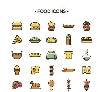 彩色食物图标矢量素材图片