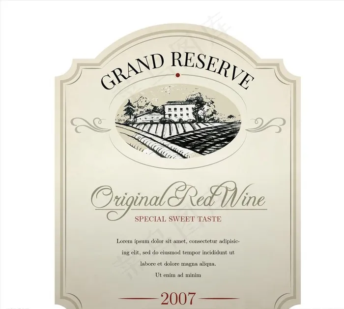 优雅葡萄酒标签图片eps,ai矢量模版下载